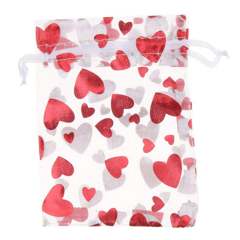 KODORIA 100pcs Love Heart Gift Bags Candy Bags Jewelry Packaging Wedding Gift Pouch Drawstring Bags for Valentine's Day Wedding Festival Party Supply - Image 2